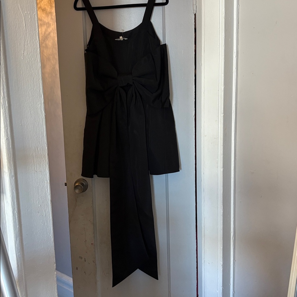 Love shack fancy black spin minidress wedding guest  large bow in back size 2 - Picture 12 of 13